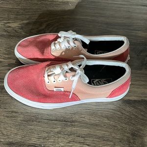 Pink and peach lace up Vans